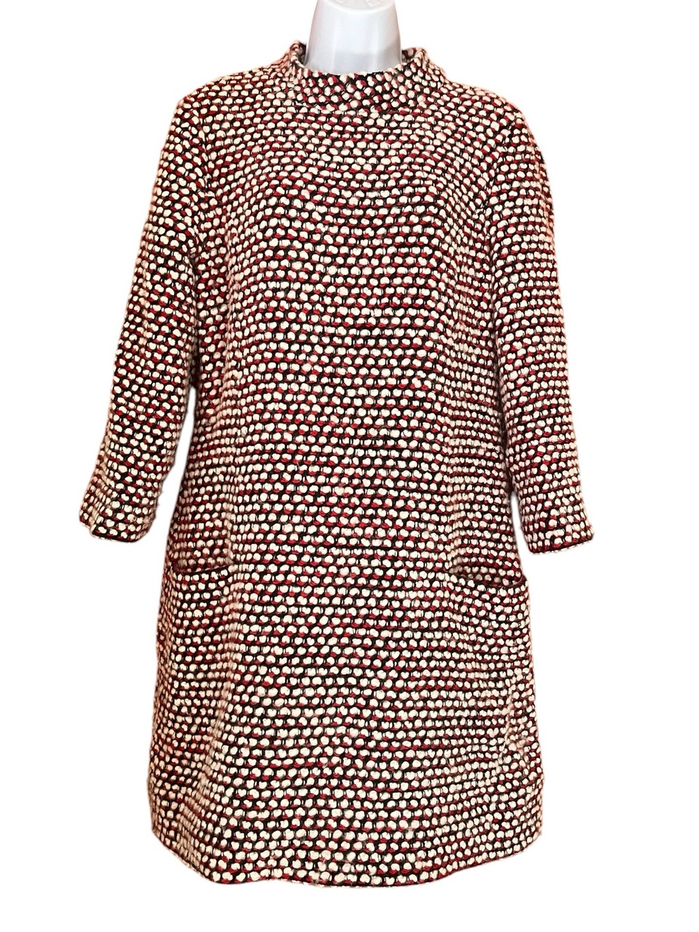 J. Crew Long Sleeve Dress in Red and White Dots